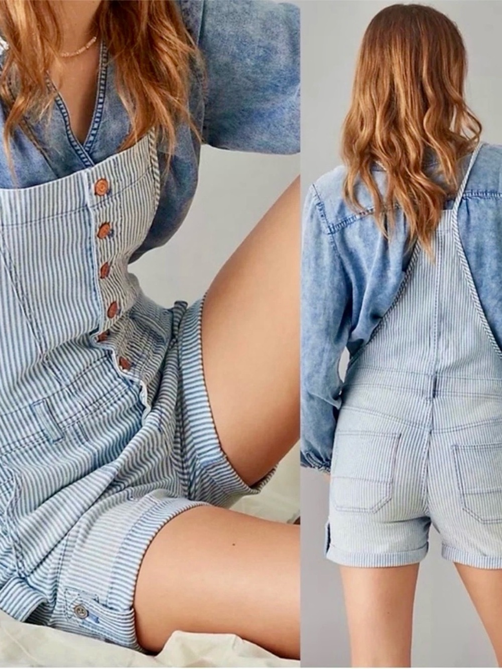 Anthropologie Pilcro Stripes Blue Shortalls